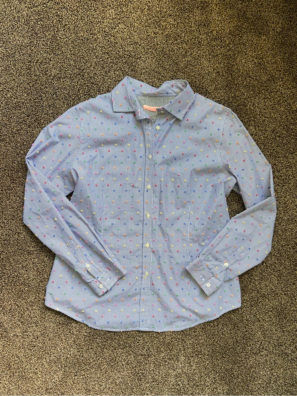 Vilagallo Pinstriped Button Down Shirt Embroidered Euro Size 44